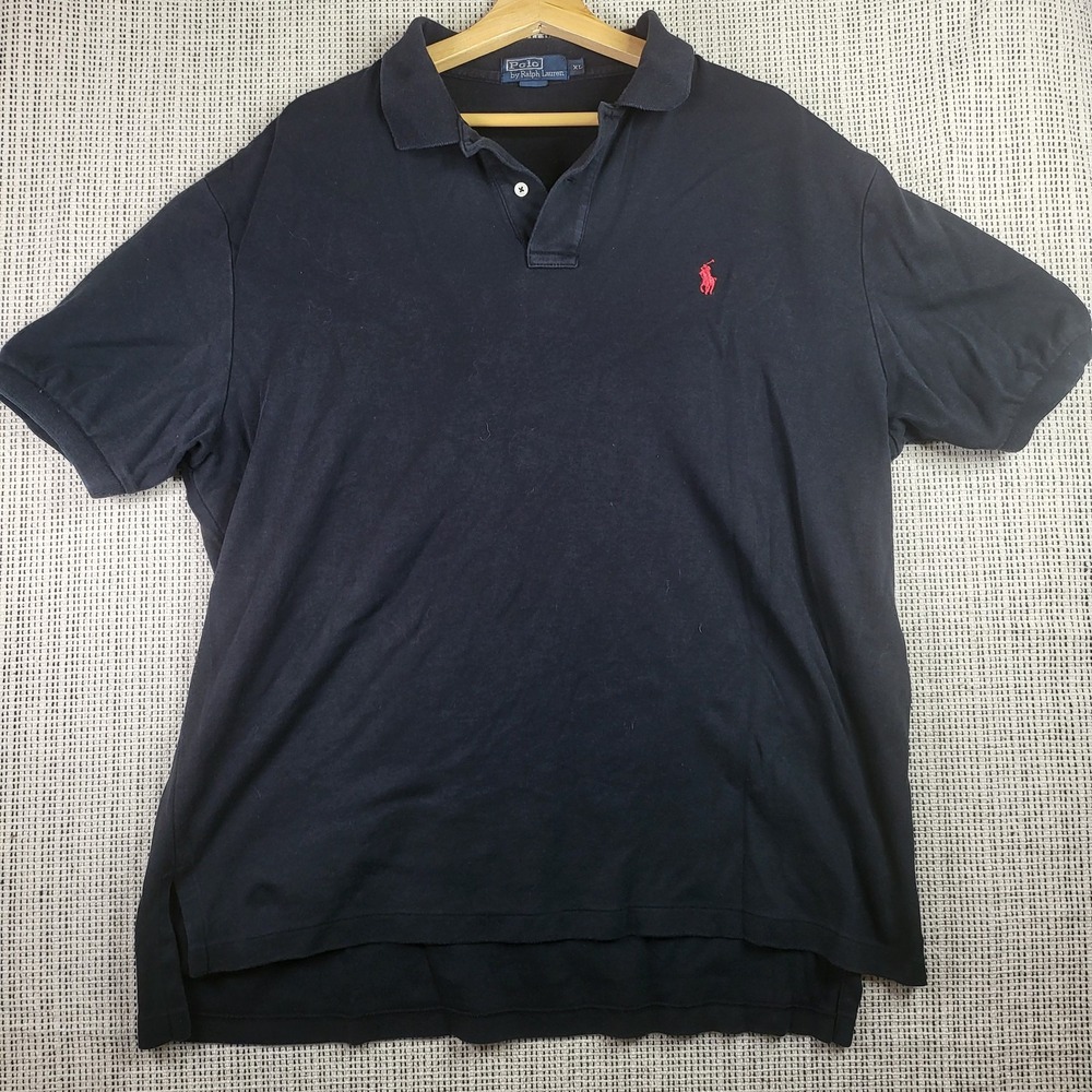 Polo Ralph Lauren Shirt Mens XL Black Short Sleeve Pony Logo Classic Polo Top‎